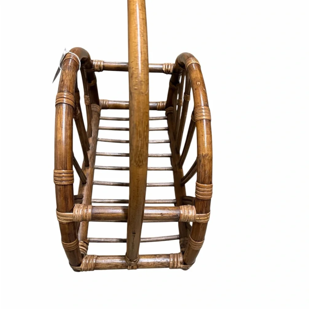 VTG Bentwood Wicker Cane Magazine Rack Décor Holder Newspaper Caddy - Picture 3 of 13
